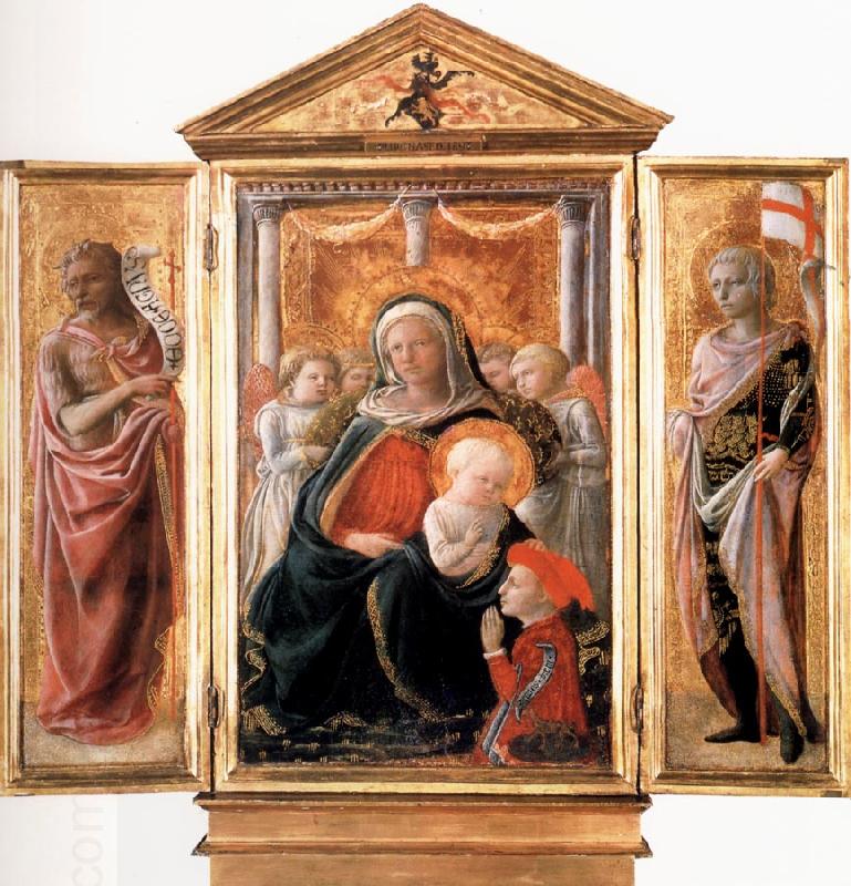 Fra Filippo Lippi Madonna of Humility with Angels and Donor,St john the Baptist,St Ansanus Cambridge,Fitzwilliam Museum. China oil painting art
